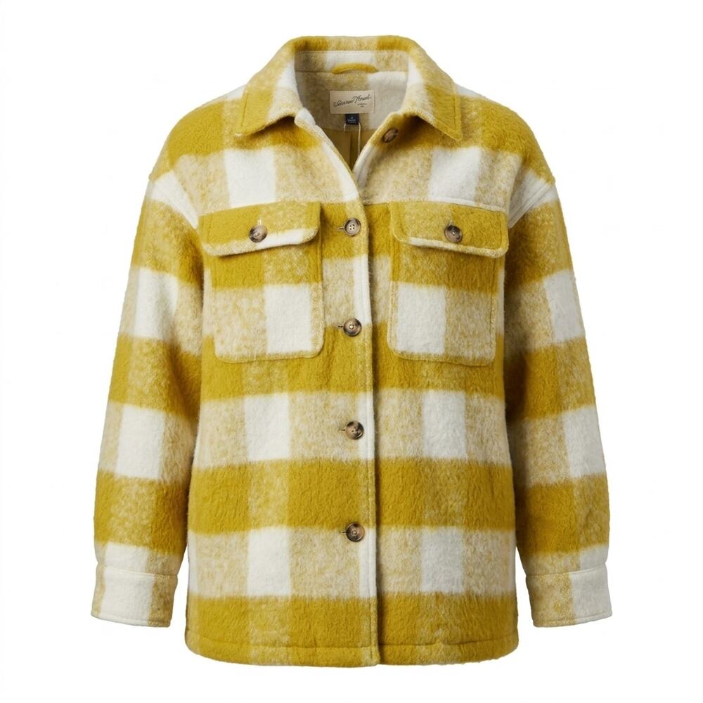 Universal Thread Goods Wool Blend Yellow White Shacket Jacket Women Size S